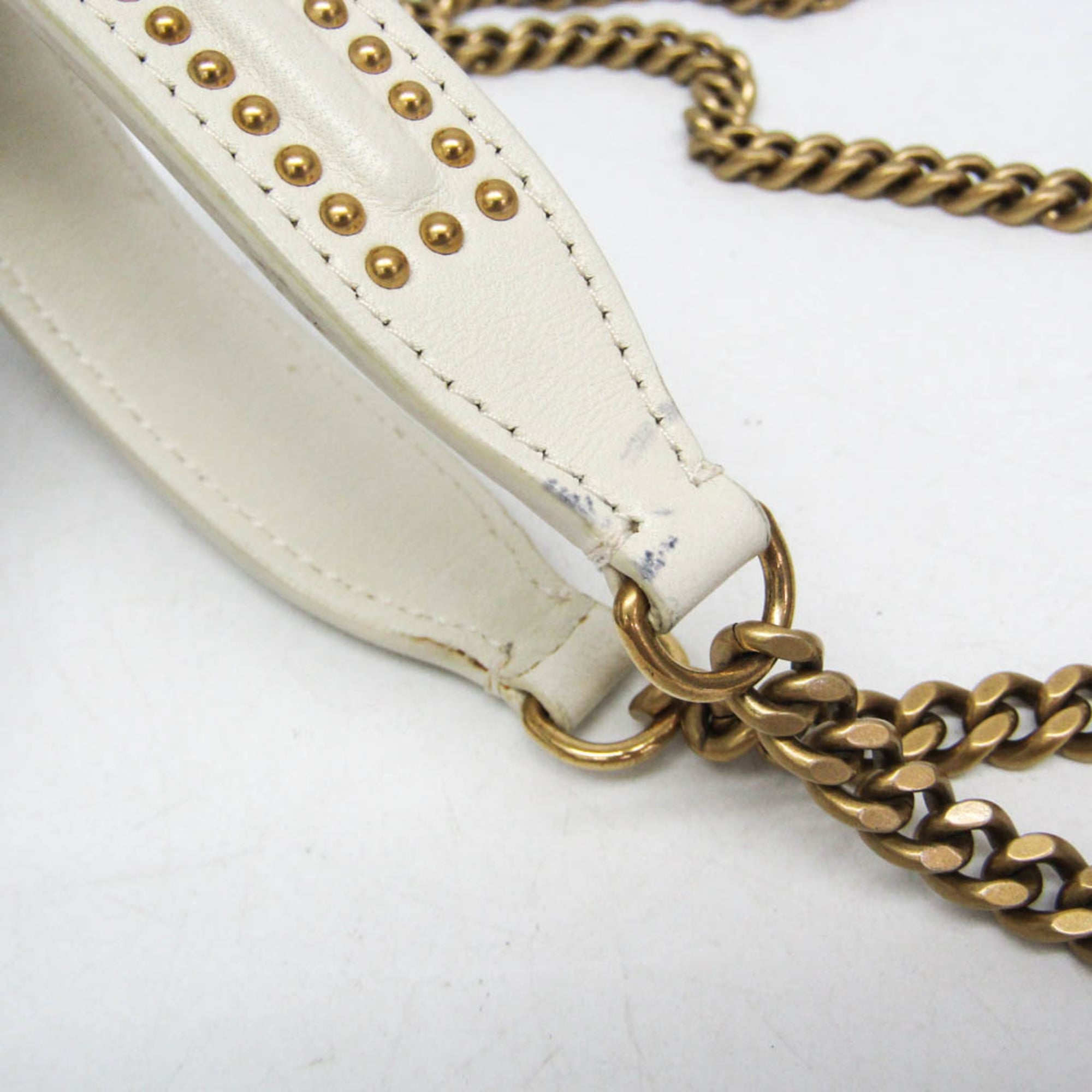 Christian Dior Diorama Vertical Clutch On Chain Studded Leather White Leather Clutche & Pouche Bag (Pre-Owned)