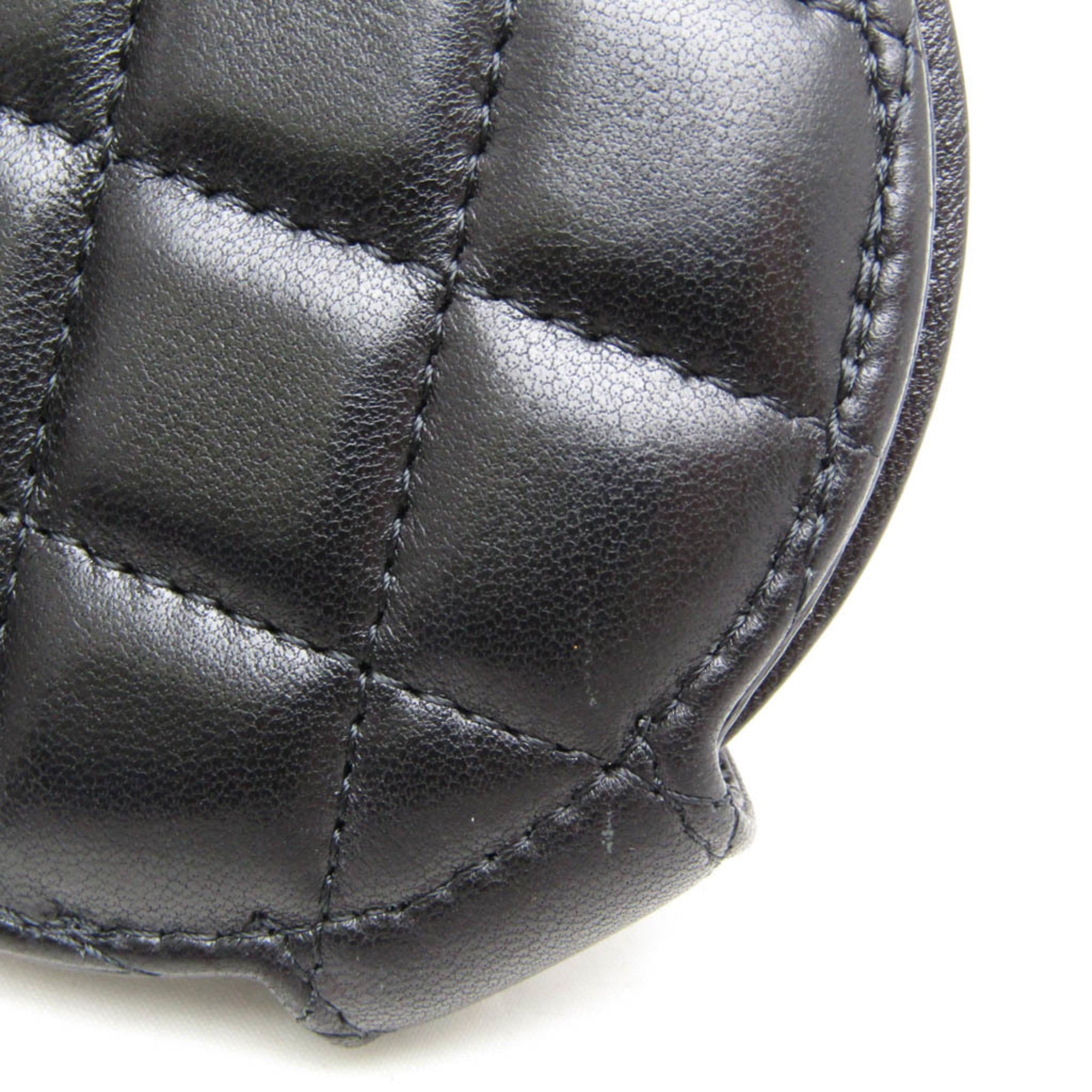 Chanel Name Tag Quilted Leather Black Leather Charms And Keychains Accessory (Pre-Owned)