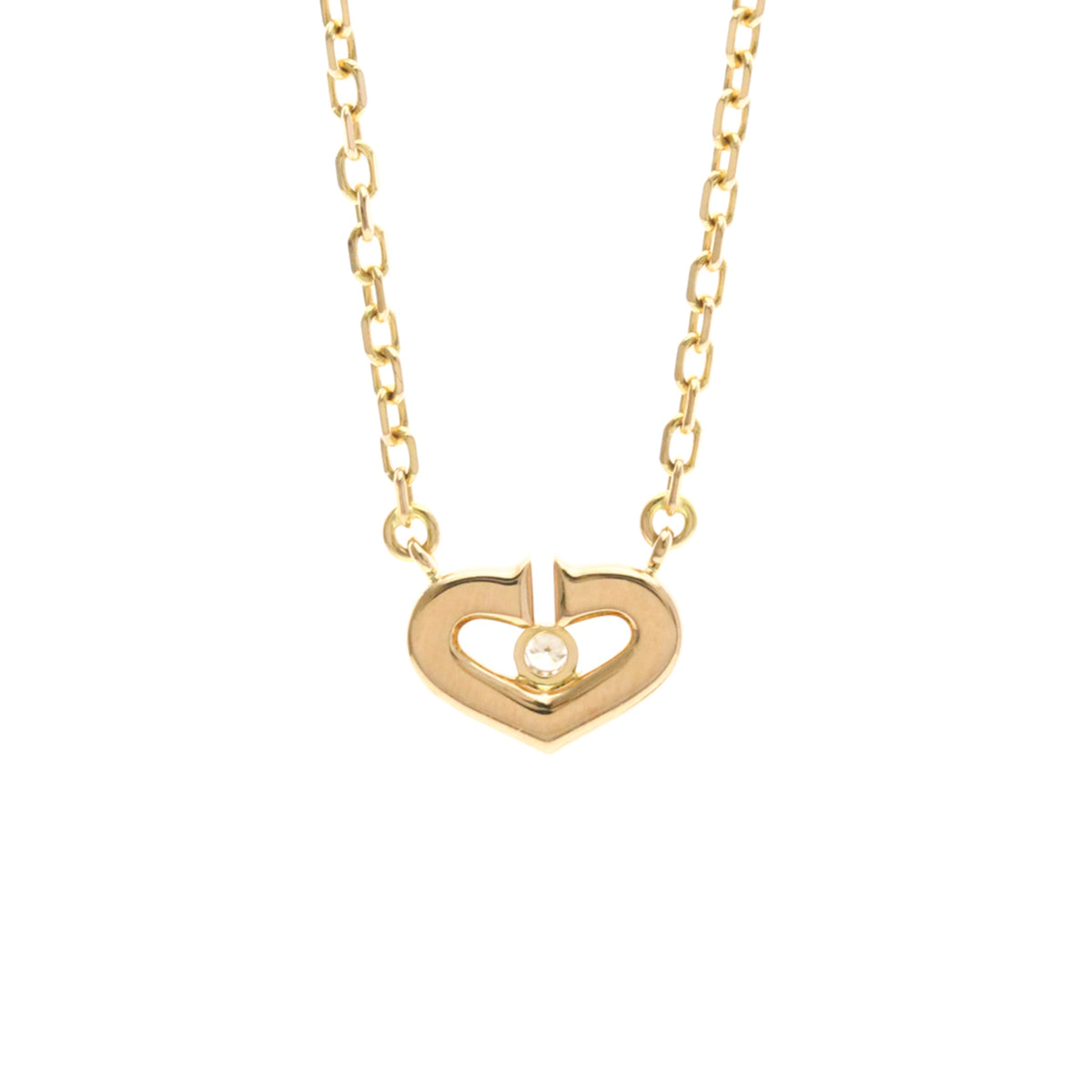 Cartier C Heart De Cartier Pendant 18K Rose Gold With Diamond Gold Pink_Gold Necklace Jewelry (Pre-Owned)