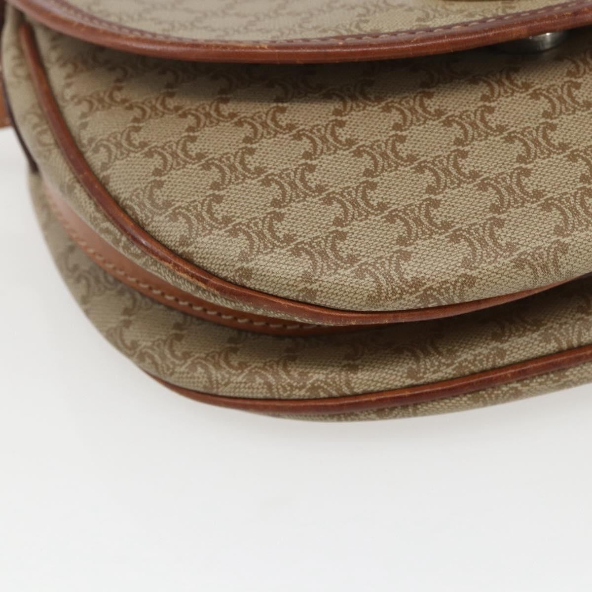 Celine Vintage Macadam Circle Logo Canvas And Leather Beige Canvas Shoulder Bag Bag (Pre-Owned)