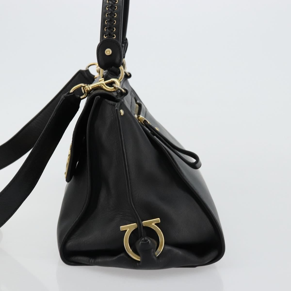 Salvatore Ferragamo Sofia Satchel Leather Black Leather Handbag (Pre-Owned)