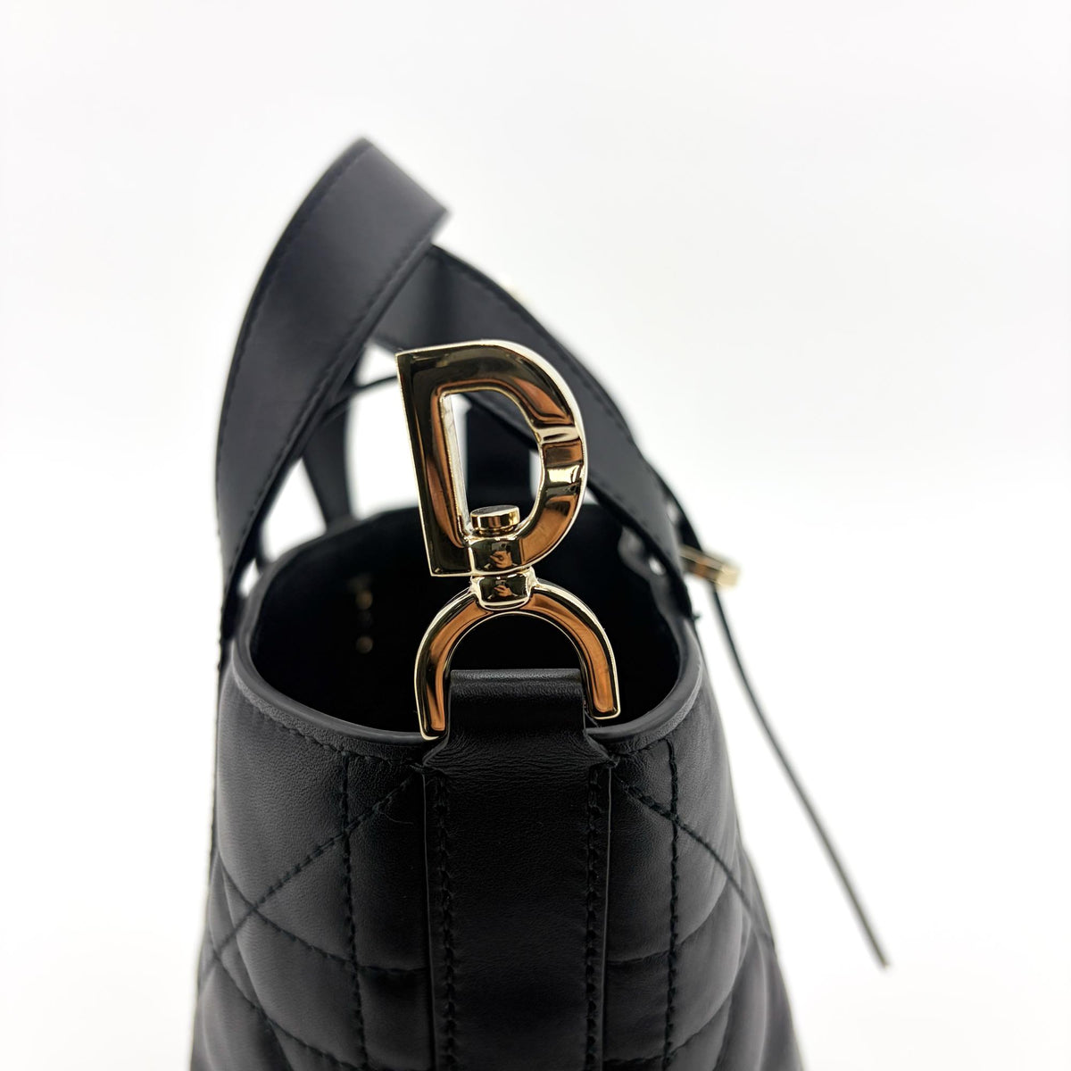 Christian Dior Toujours Vertical Macrocannage Quilt Calfskin Black Leather Tote Bag Bag (Pre-Owned)