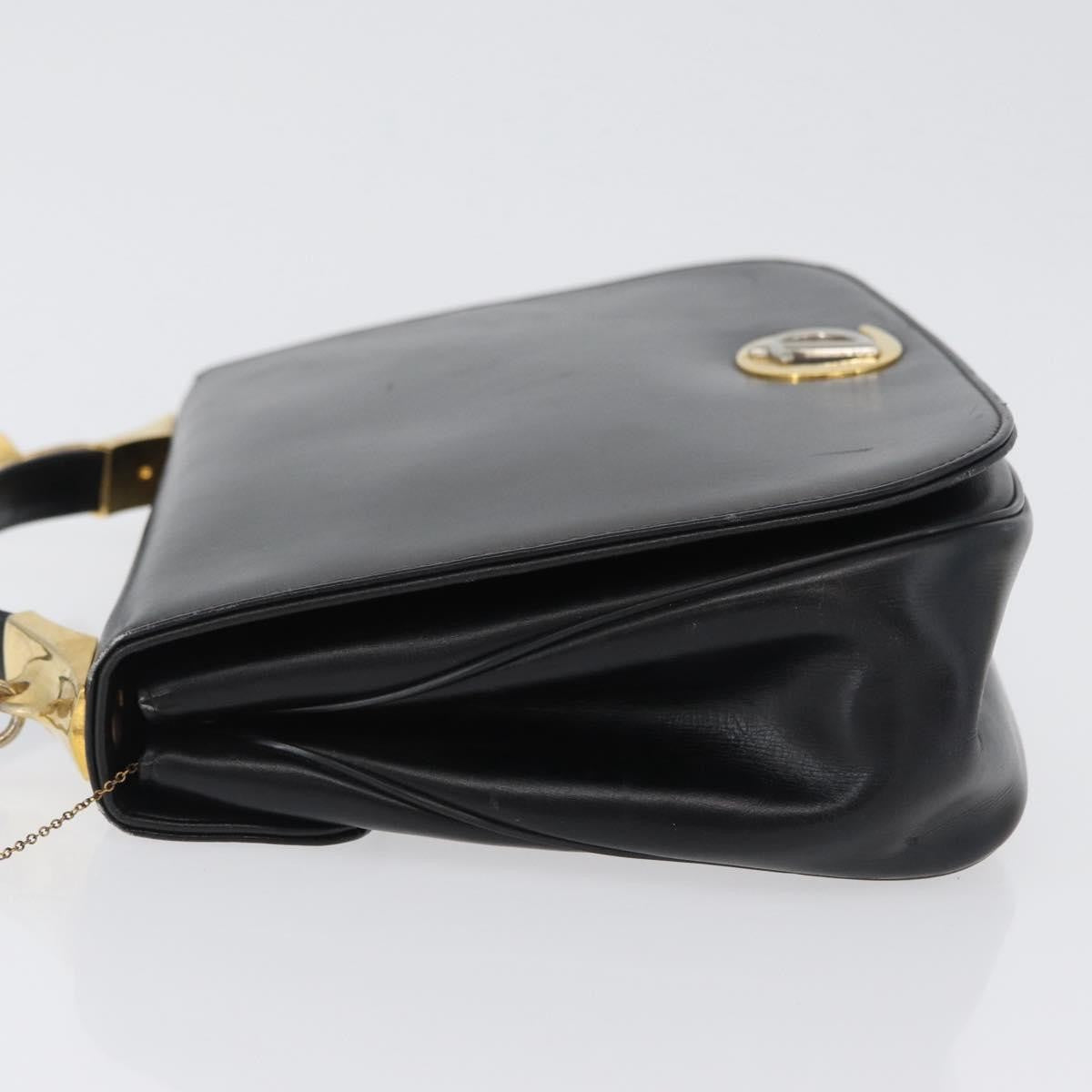 Christian Dior Vintage Cd Logo Leather Black Leather Shoulder Bag Bag (Pre-Owned)