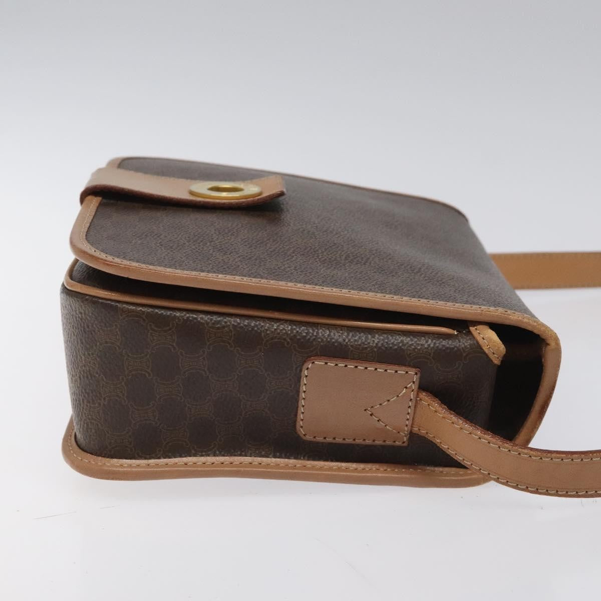 Celine Vintage Macadam Canvas And Leather Brown Canvas Shoulder Bag Bag (Pre-Owned)