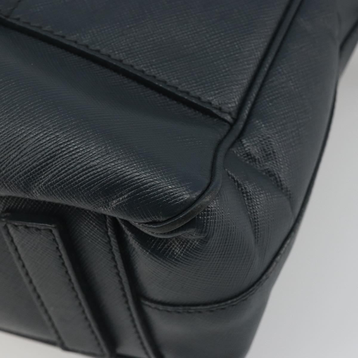 Prada Zip Around Saffiano Leather Navy Leather Briefcase Bag (Pre-Owned)