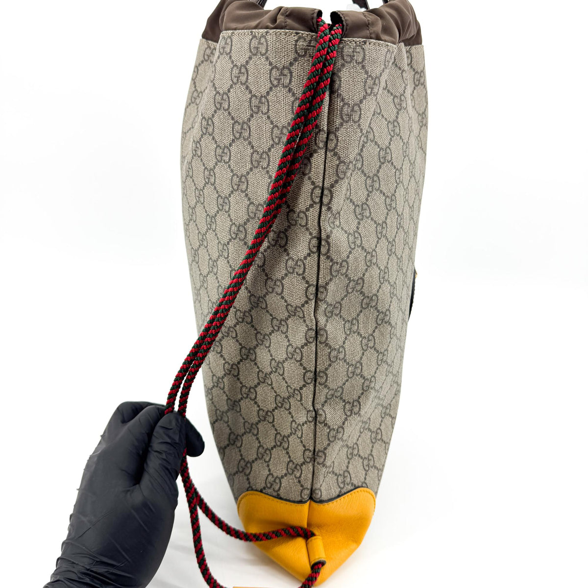 Gucci Neo Vintage Drawstring Gg Coated Canvas Brown Canvas Backpack Bag (Pre-Owned)