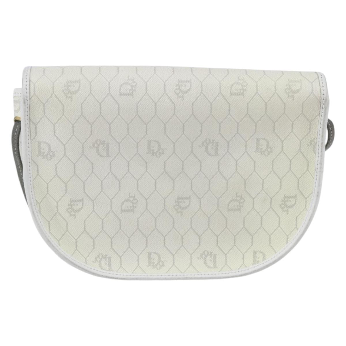 Christian Dior Vintage Honeycomb Flap Coated Canvas White Canvas Shoulder Bag Bag (Pre-Owned)