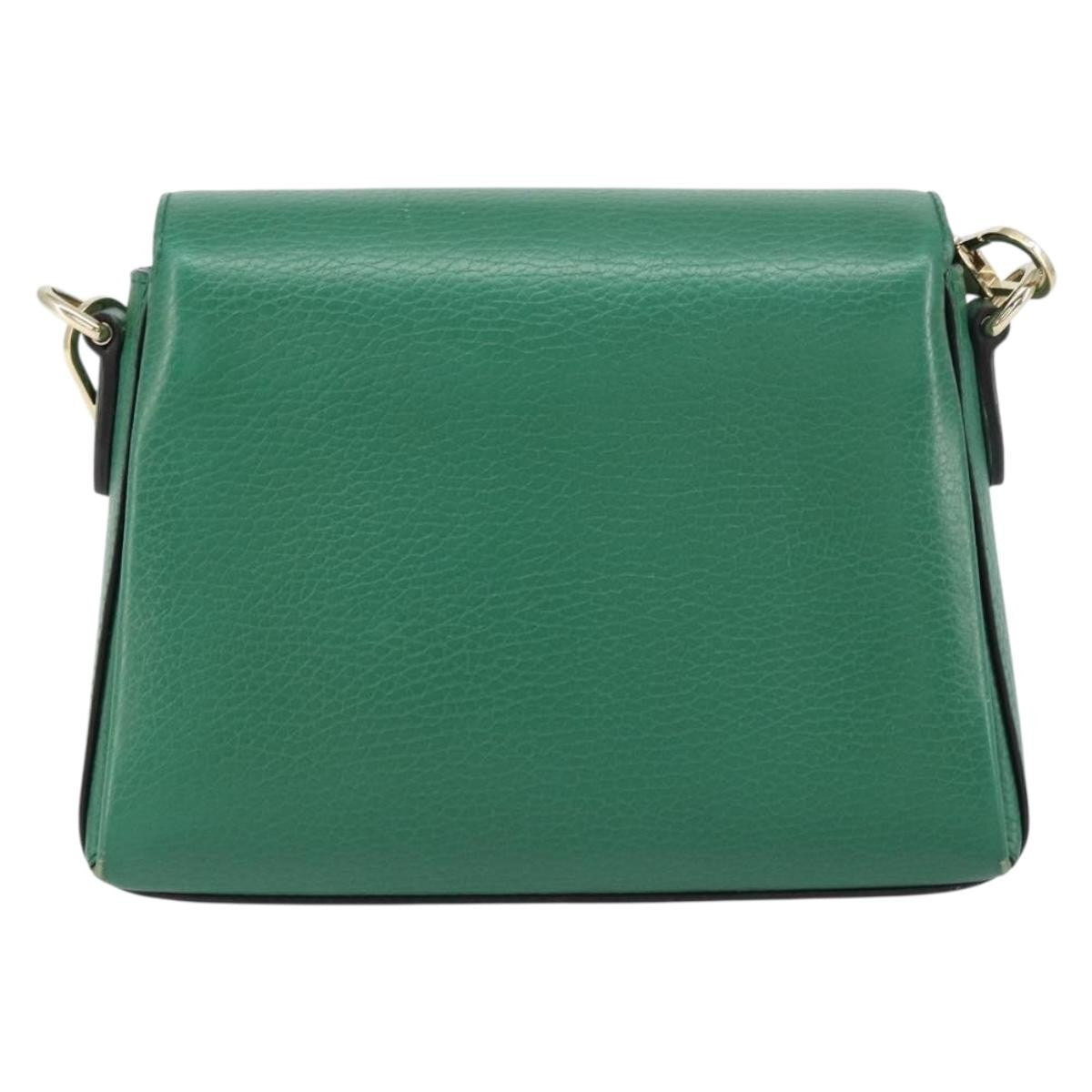 Gucci Interlocking Chain Leather Green Leather Shoulder Bag Bag (Pre-Owned)