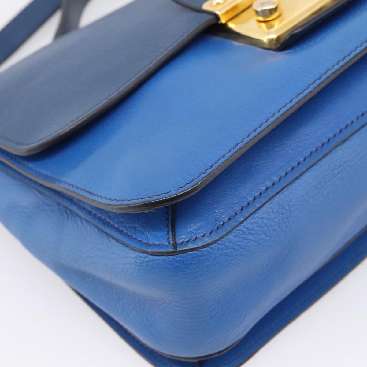 Miu Miu Madras Top Handle Leather Navy Leather Handbag (Pre-Owned)