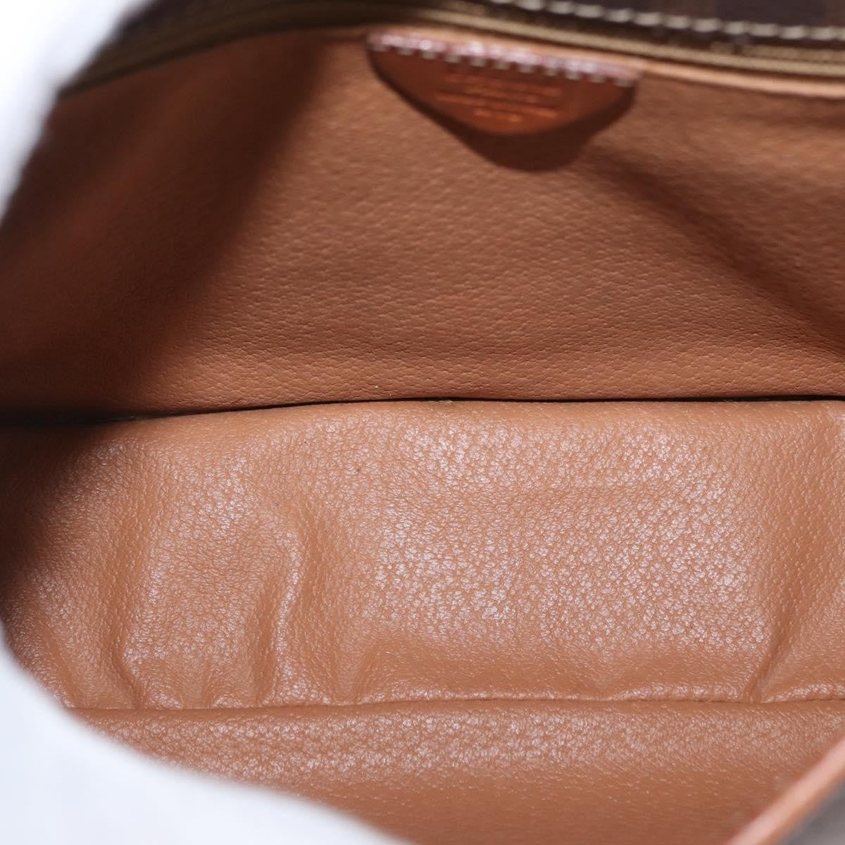Celine Vintage Macadam Circle Logo Canvas And Leather Brown Canvas Shoulder Bag Bag (Pre-Owned)