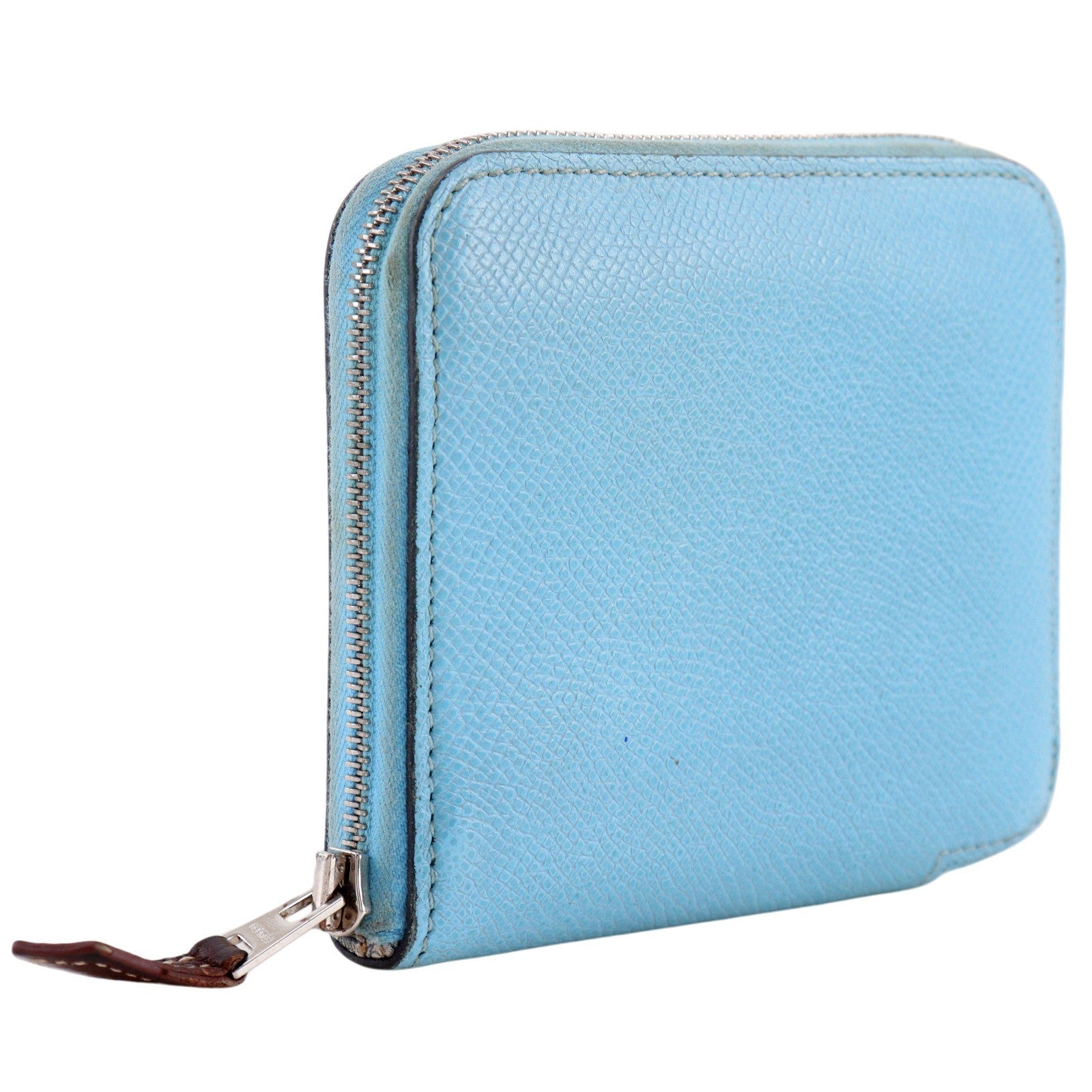 Hermes Azap Silkin Epsom Leather Silk Blue Leather Wallets Accessory (Pre-Owned)