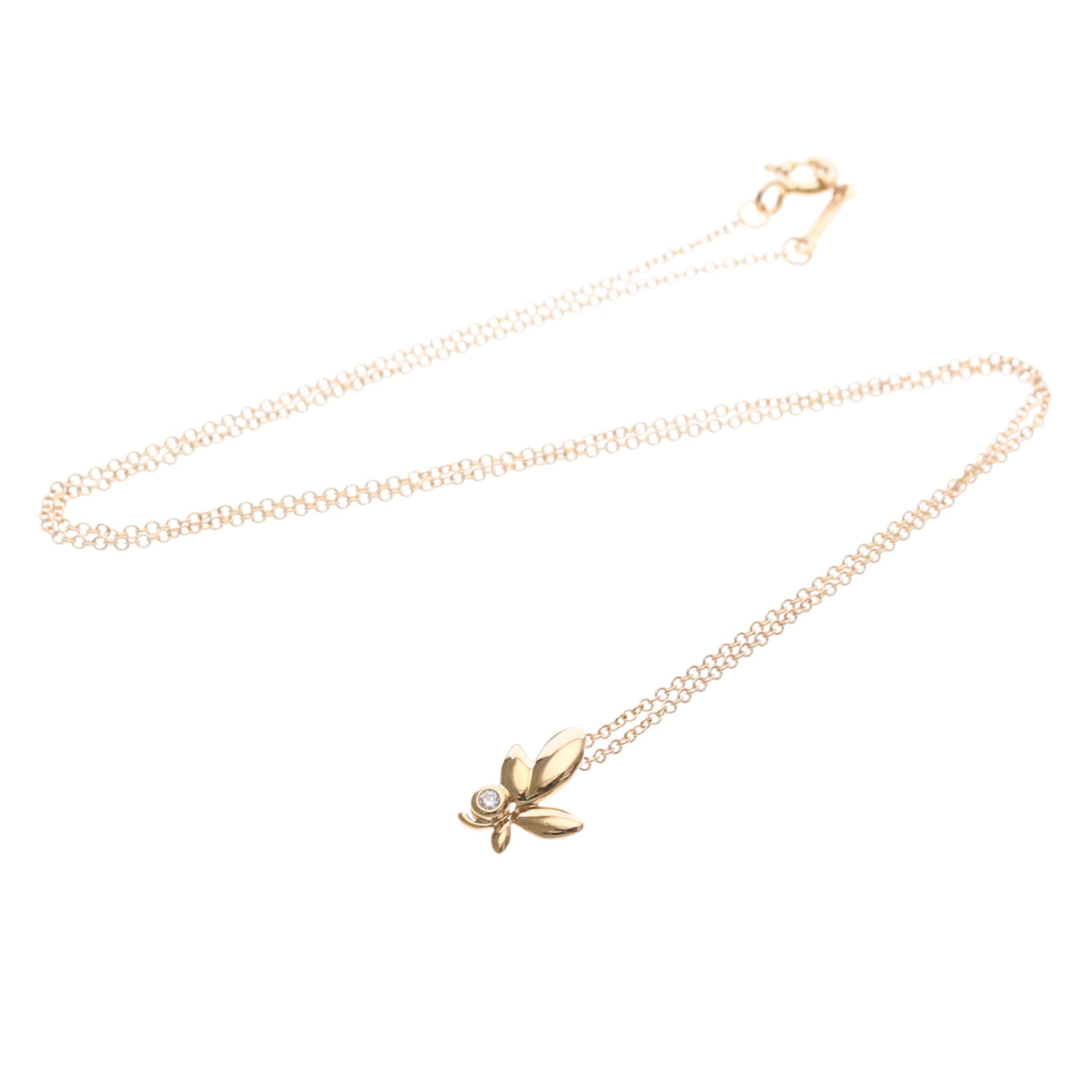 Tiffany & Co. Paloma Picasso Olive Leaf Pendant 18K Rose Gold With Diamond Gold Pink_Gold Necklace Jewelry (Pre-Owned)