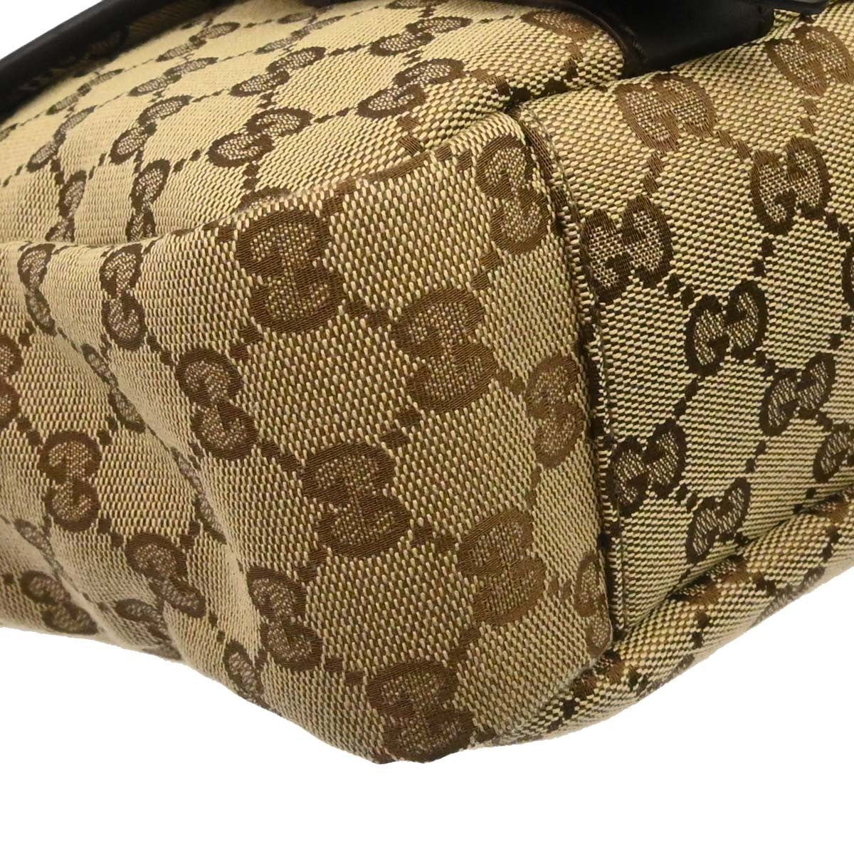 Gucci Buckle Messenger Gg Canvas Beige Canvas Handbag (Pre-Owned)
