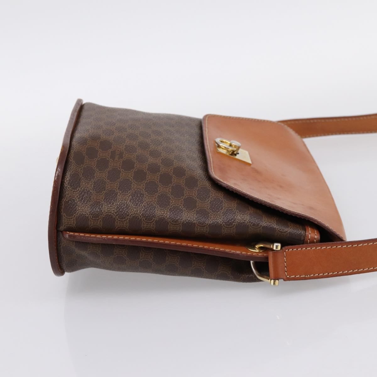 Celine Macadam Leather Brown Canvas Shoulder Bag Bag (Pre-Owned)