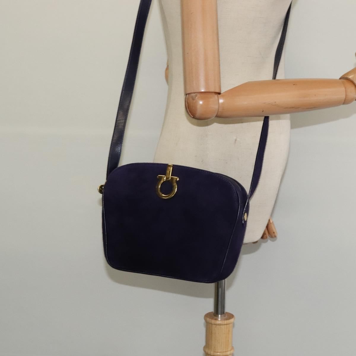 Salvatore Ferragamo Gancini Suede Purple Suede Shoulder Bag Bag (Pre-Owned)