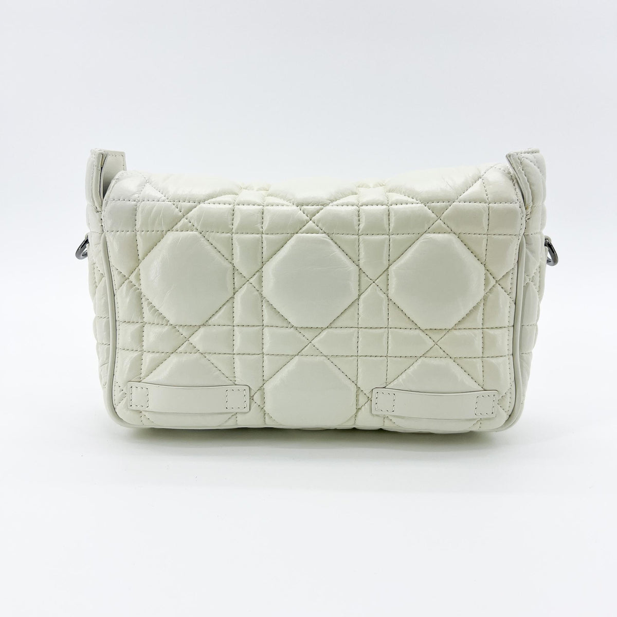 Christian Dior Diorcamp Messenger Padded Macrocannage Quilt Calfskin White Leather Shoulder Bag Bag (Pre-Owned)