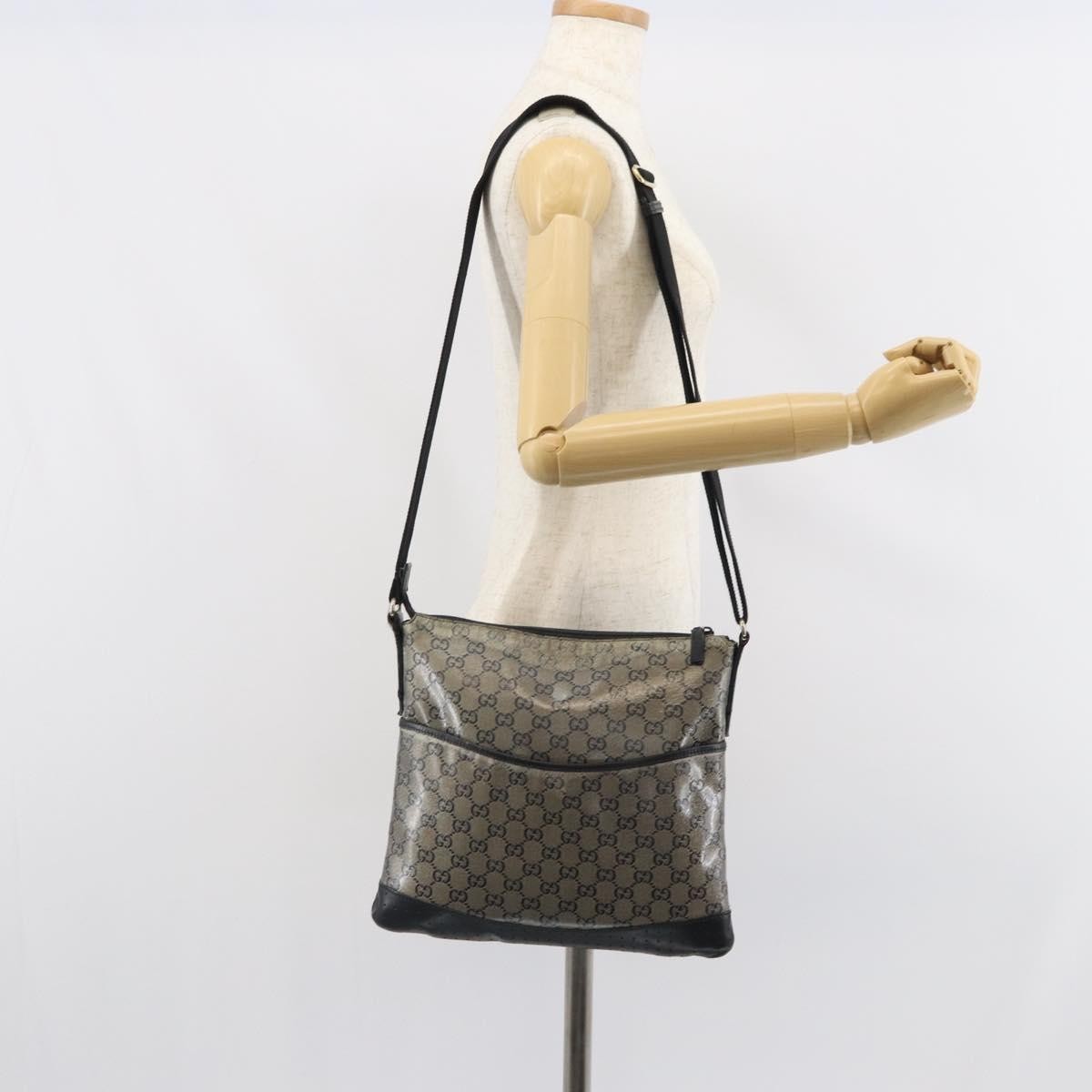 Gucci Zip Messenger Gg Canvas With Perforated Leather Navy Canvas Shoulder Bag Bag (Pre-Owned)