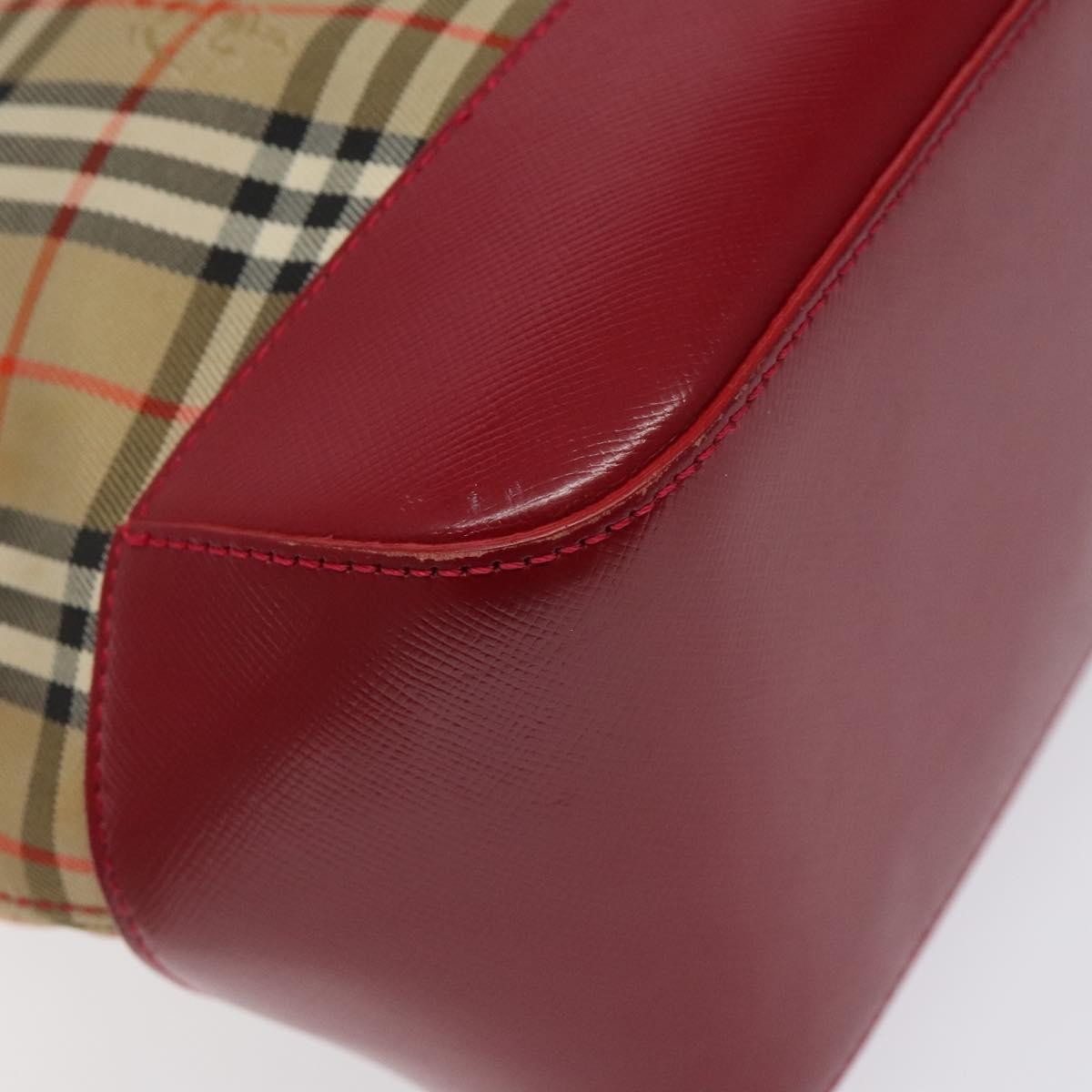 Burberry Nova Check Tote Canvas And Leather Red Canvas Tote Bag Bag (Pre-Owned)