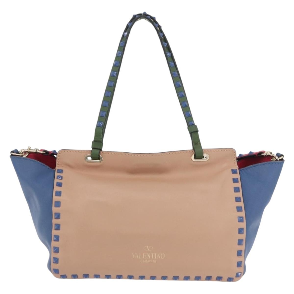 Valentino Garavani Rockstud Frame Handle Calf Hair Multicolour Leather Handbag (Pre-Owned)