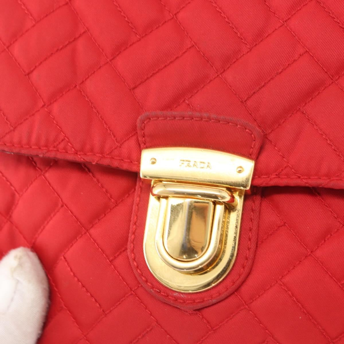 Prada Pushlock Chain Flap Quilted Tessuto Red Nylon Shoulder Bag Bag (Pre-Owned)