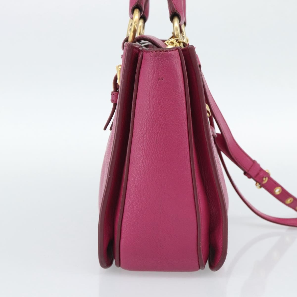 Miu Miu Madras Convertible Lock Leather Pink Leather Tote Bag Bag (Pre-Owned)