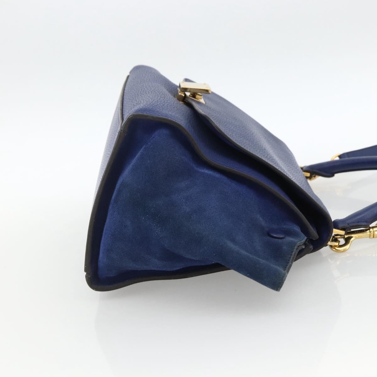 Celine Trapeze Leather With Suede Blue Leather Handbag (Pre-Owned)