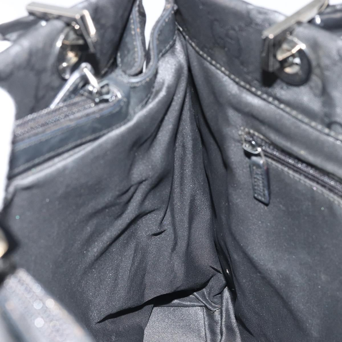 Gucci Vintage Bamboo Handle Tote Gg Canvas Black Canvas Tote Bag Bag (Pre-Owned)