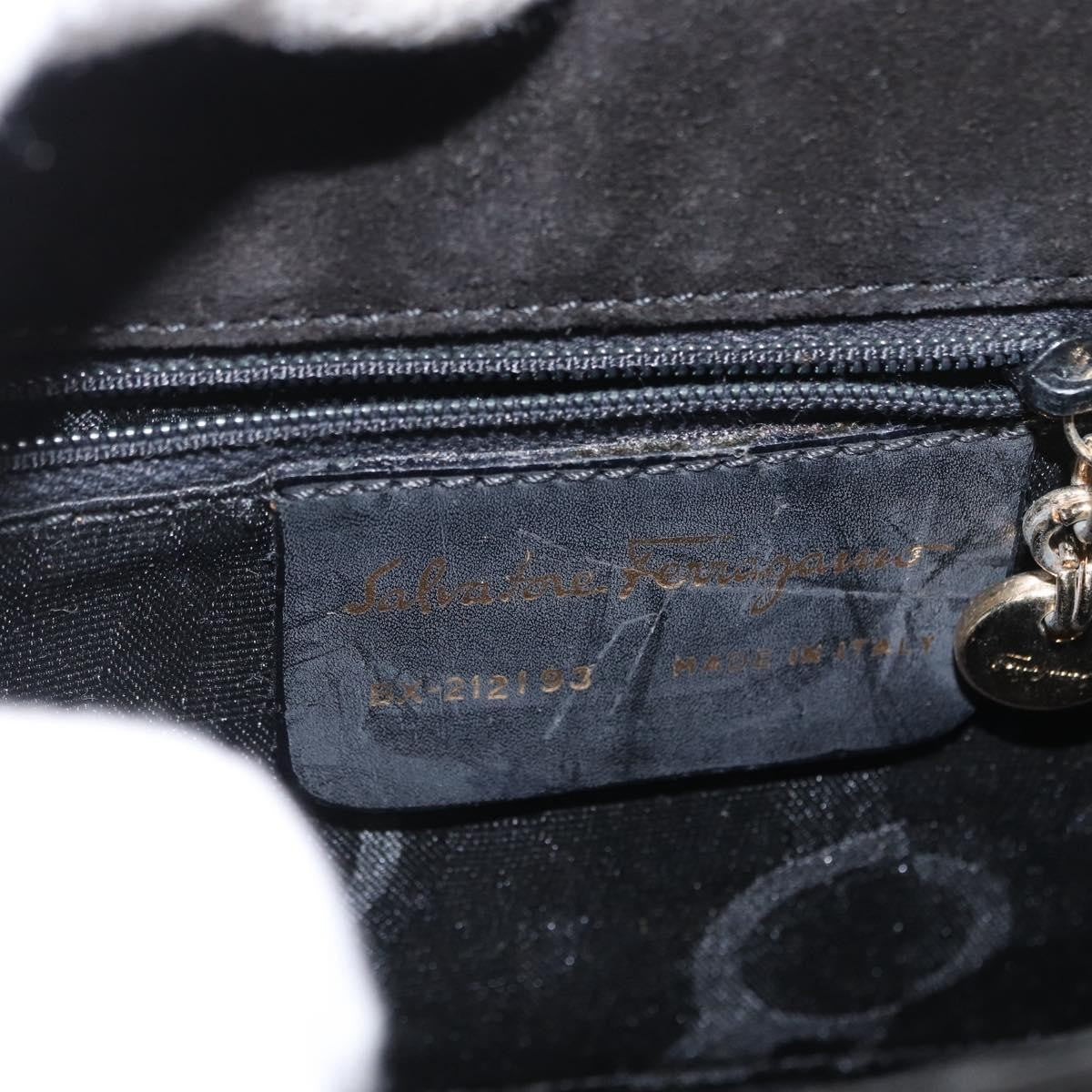 Salvatore Ferragamo Gancini Convertible Top Handle Patent Leather Black Patent_Leather Handbag (Pre-Owned)