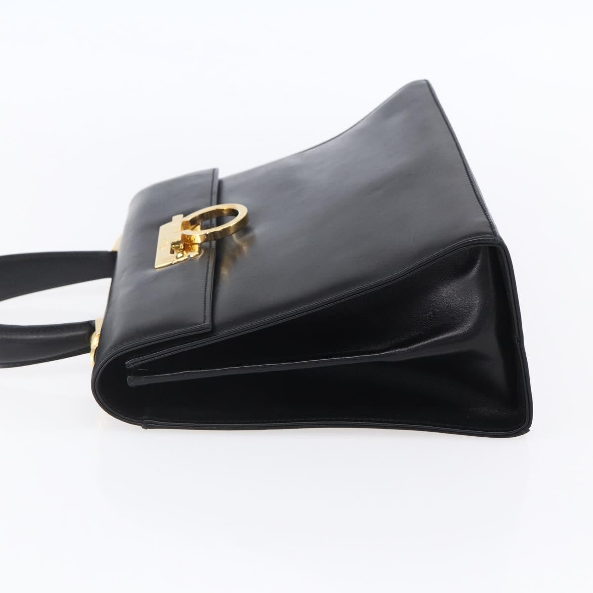 Salvatore Ferragamo Gancini Leather Black Leather Handbag (Pre-Owned)