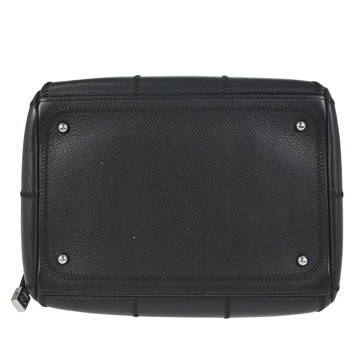 Chanel Square Stitch Satchel Caviar Black Leather Handbag (Pre-Owned)