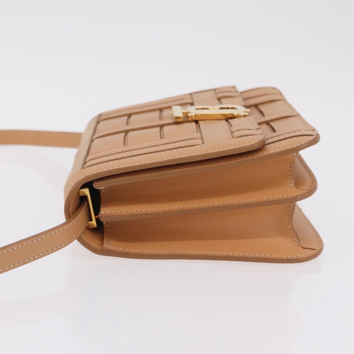 Burberry Tb Flap Woven Leather Beige Leather Handbag (Pre-Owned)