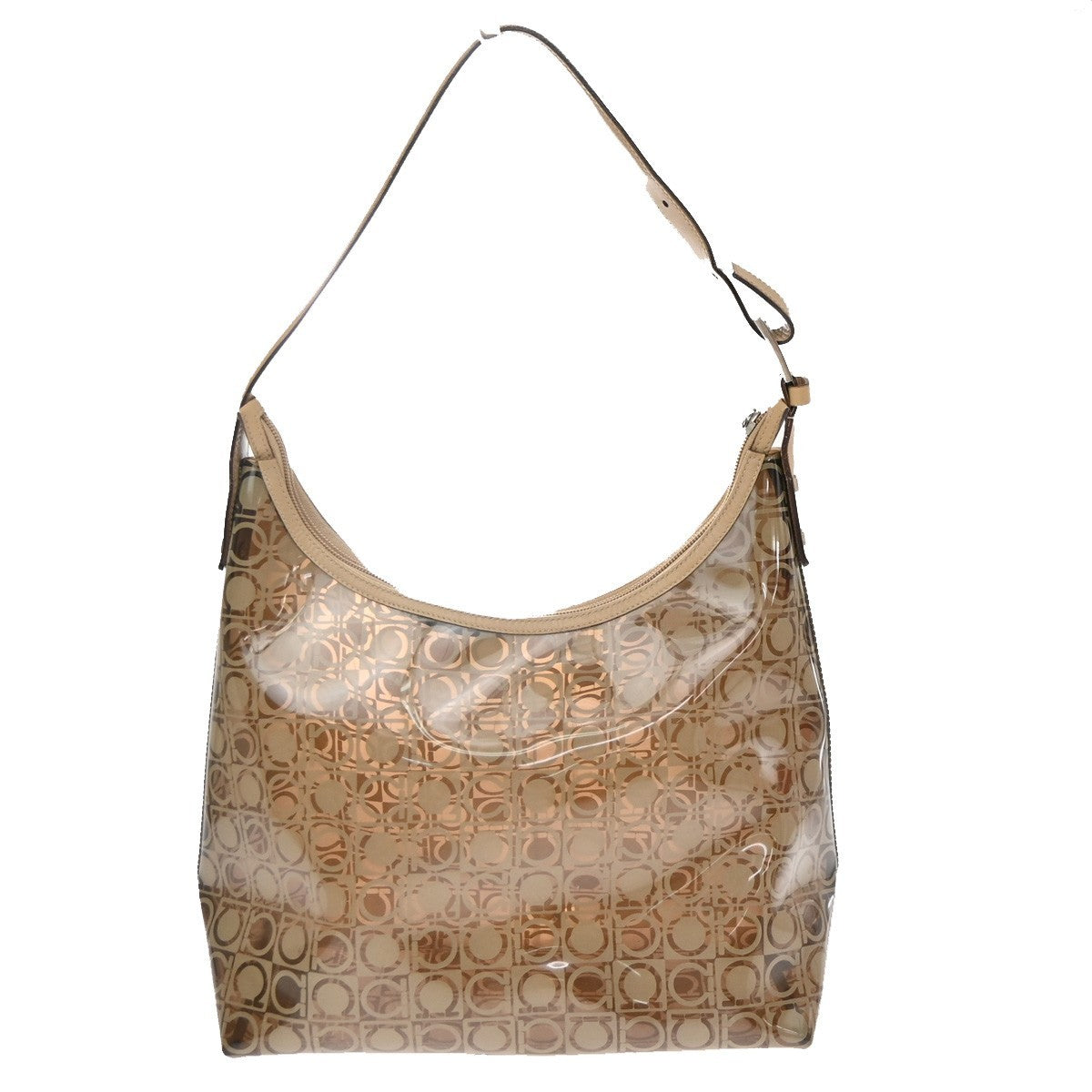 Salvatore Ferragamo Gancini Pvc Leather Brown Pvc Shoulder Bag Bag (Pre-Owned)