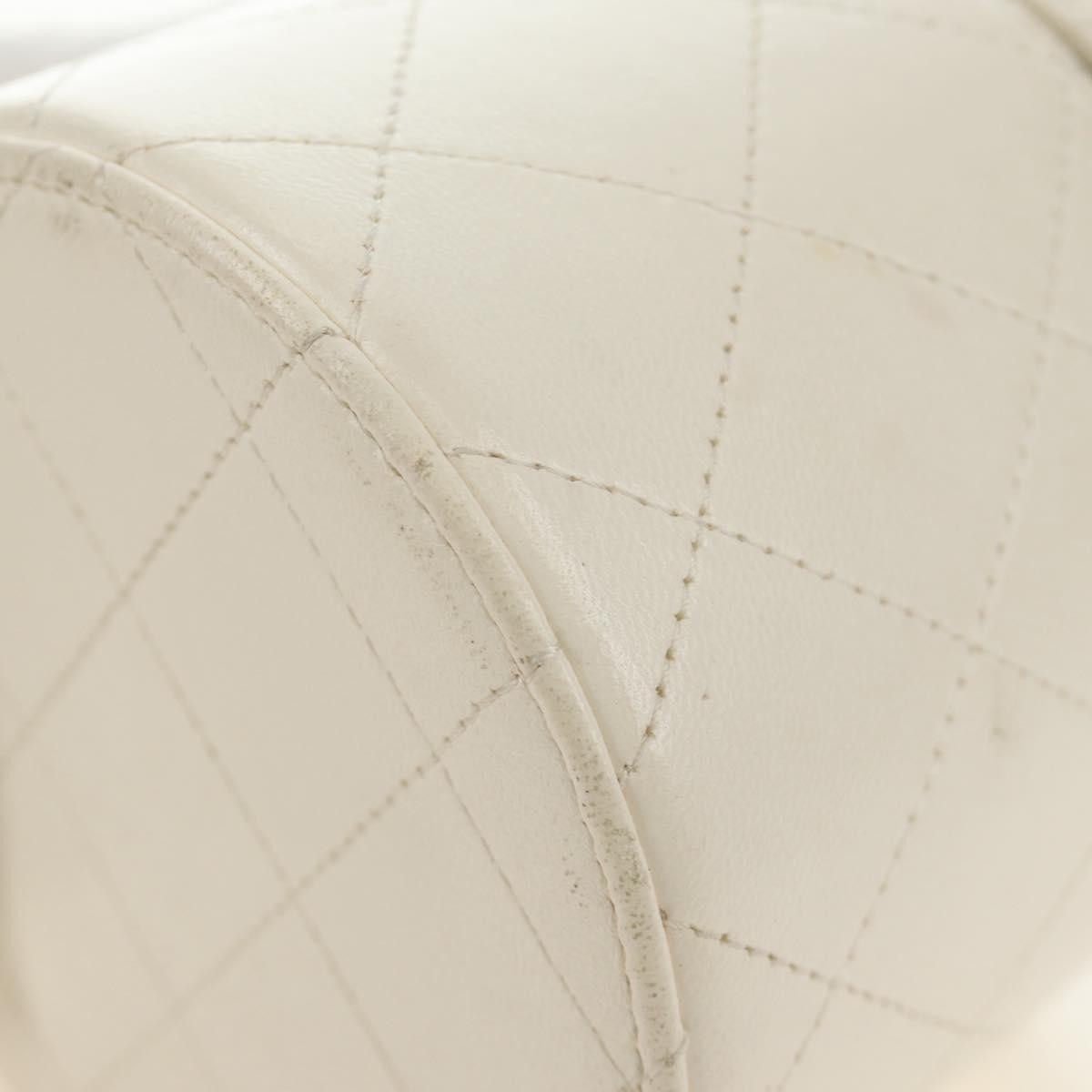 Chanel Cc Round Vanity Case With Chain Quilted Lambskin White Leather Shoulder Bag Bag (Pre-Owned)