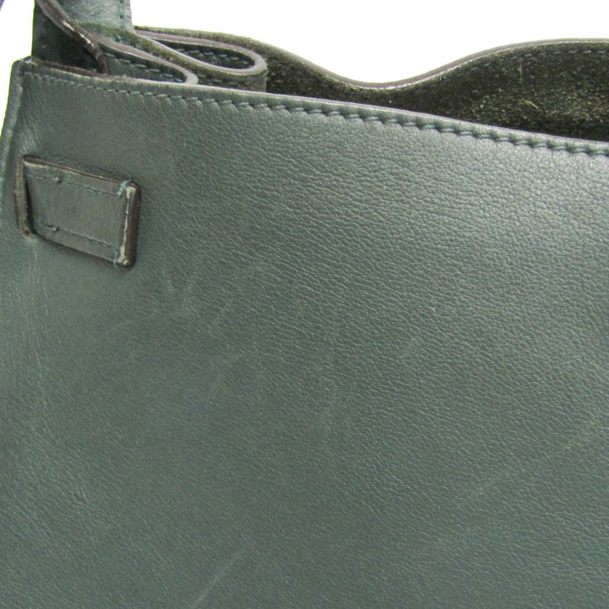 Celine Long Strap Big Bag Bucket Leather Khaki Leather Shoulder Bag Bag (Pre-Owned)