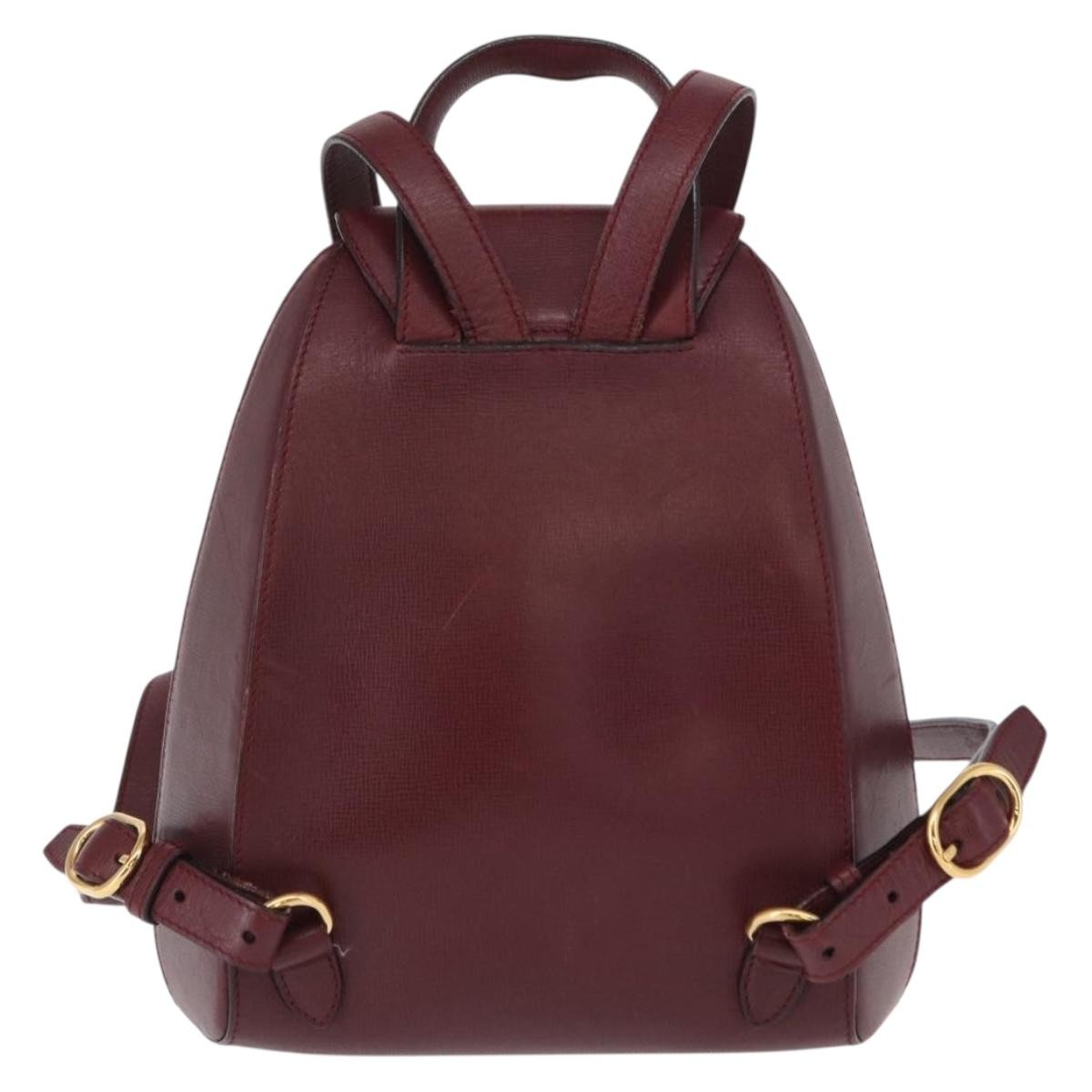 Cartier Happy Birthday Leather Burgundy Leather Backpack Bag (Pre-Owned)