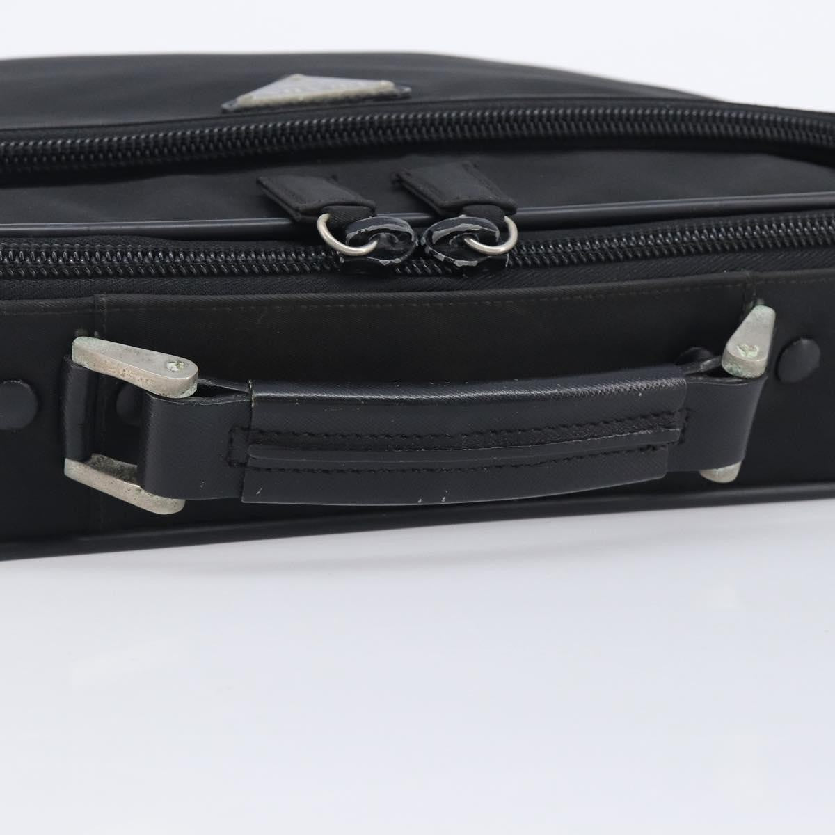 Prada Briefcase Tessuto And Saffiano Leather Black Nylon Briefcase Bag (Pre-Owned)
