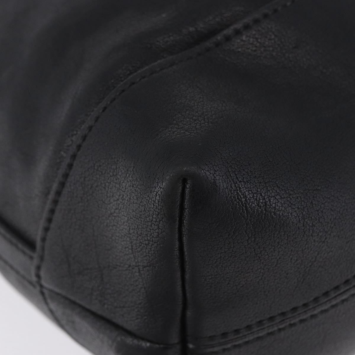 Miu Miu Zip Front Pocket Shopping Tote Leather Black Leather Shoulder Bag Bag (Pre-Owned)