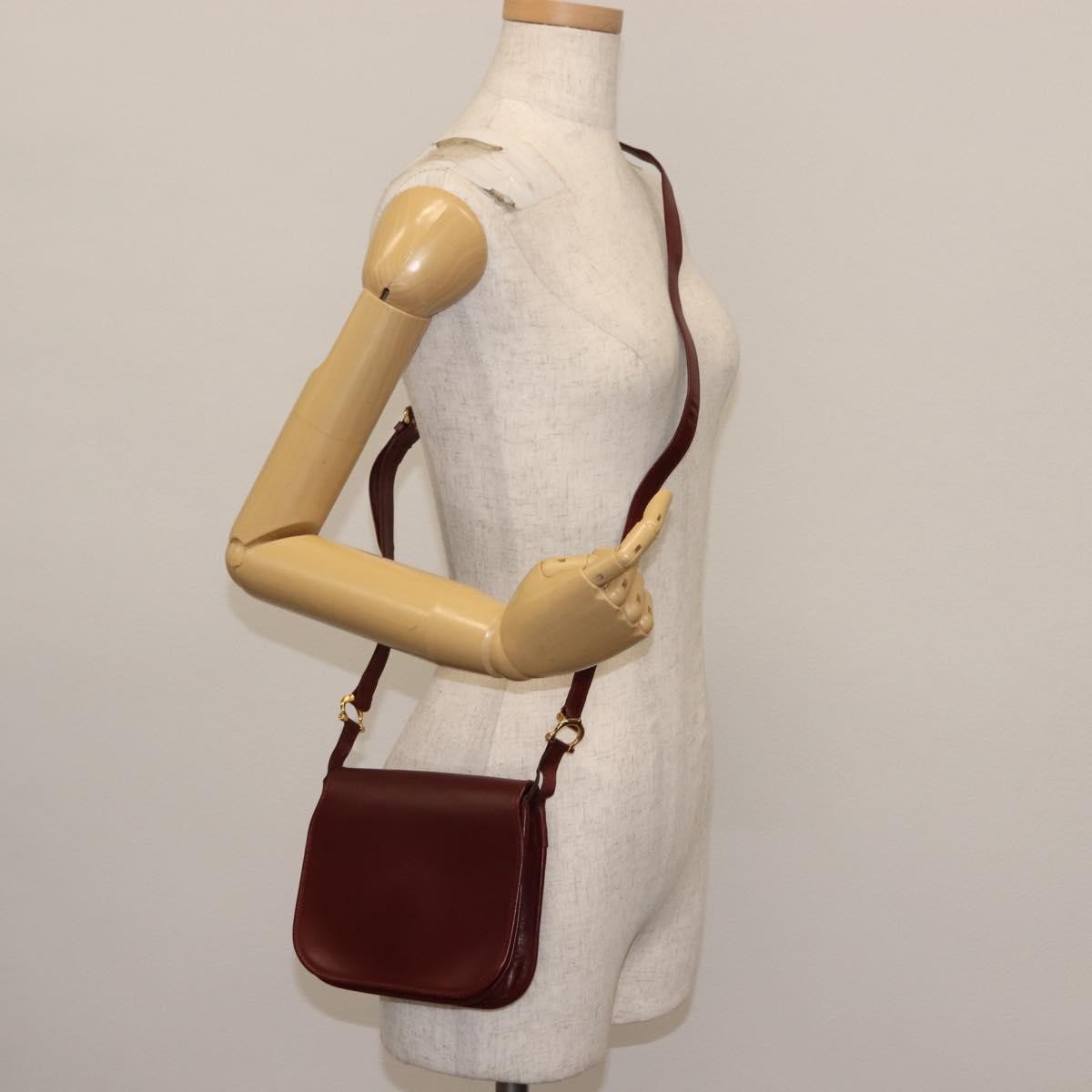 Cartier Must De Cartier Leather Burgundy Leather Shoulder Bag Bag (Pre-Owned)