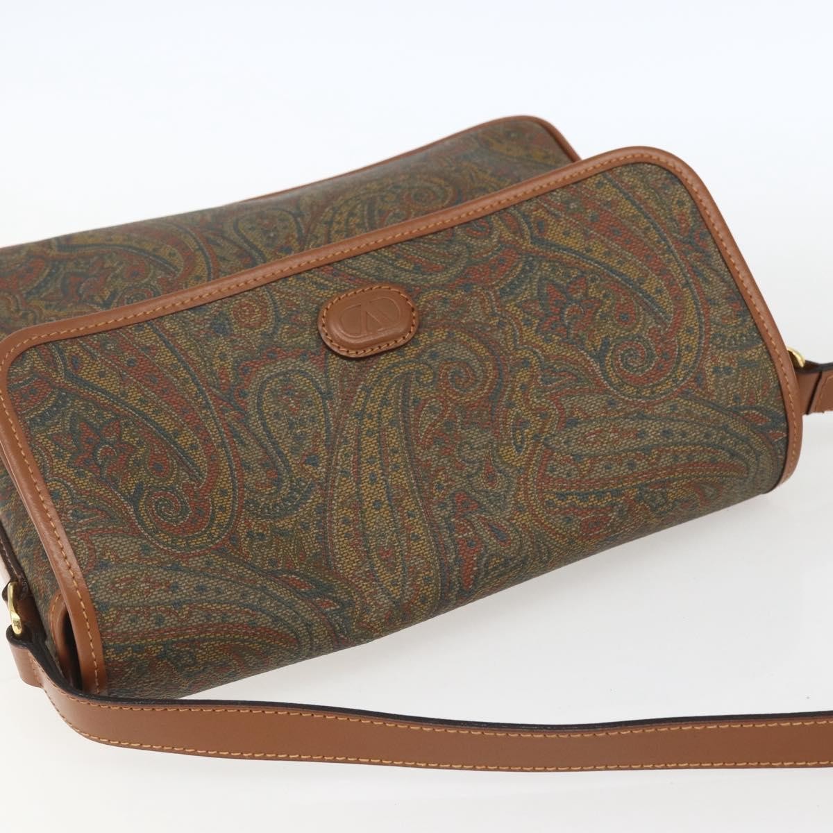 Valentino Garavani Vintage Canvas And Leather Brown Canvas Shoulder Bag Bag (Pre-Owned)