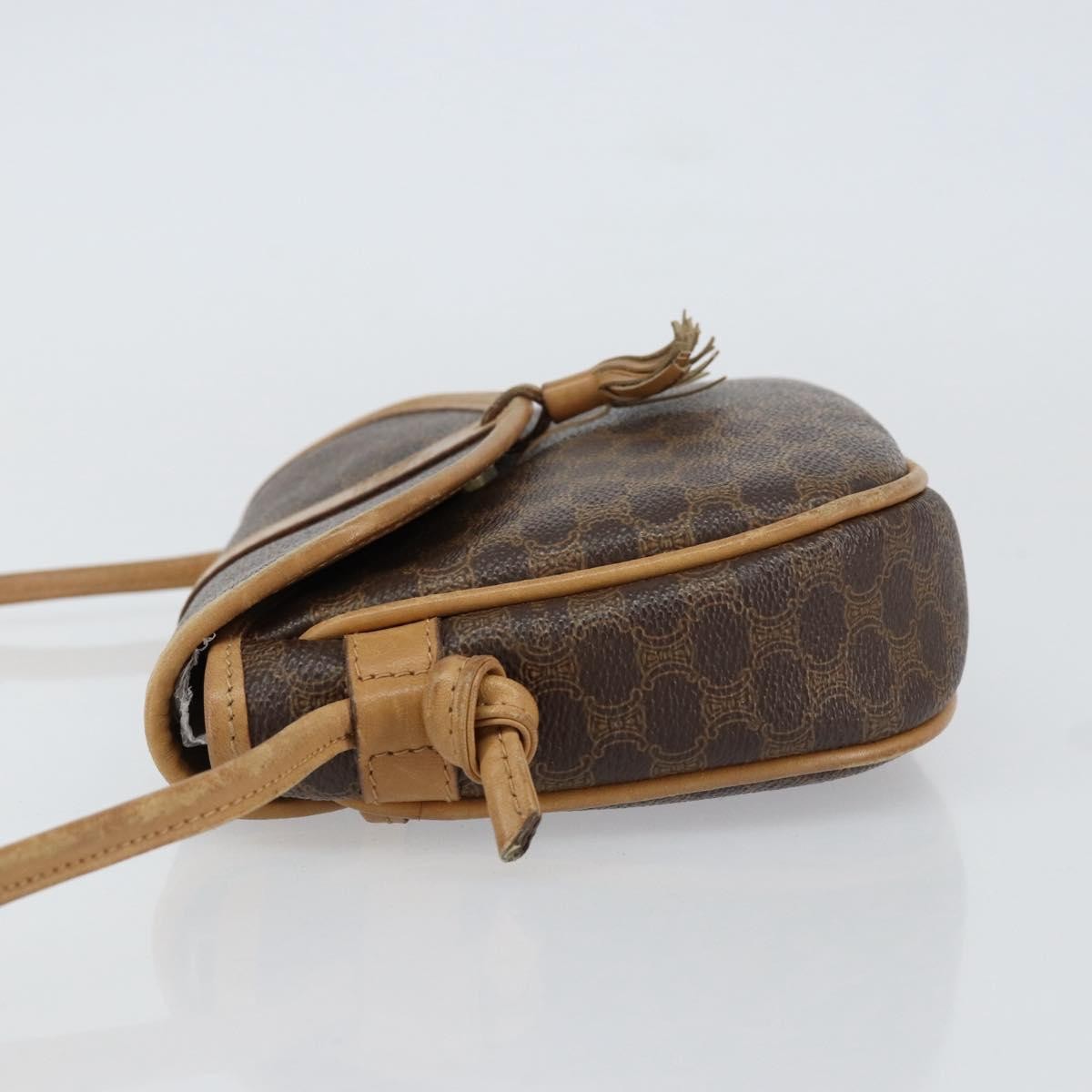 Celine Vintage Macadam Canvas And Leather Brown Canvas Shoulder Bag Bag (Pre-Owned)