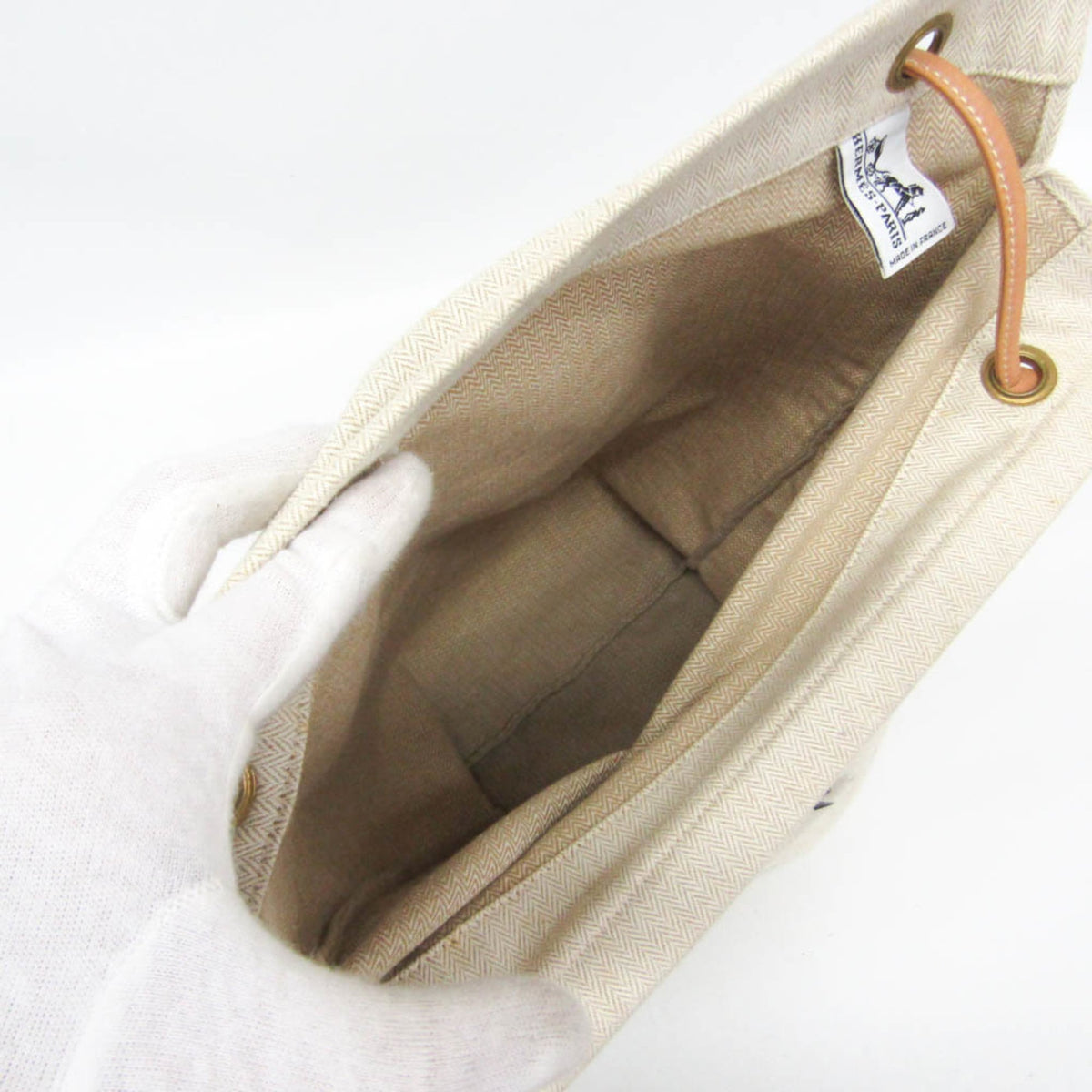 Hermes Aline Toile Beige Cotton Shoulder Bag Bag (Pre-Owned)