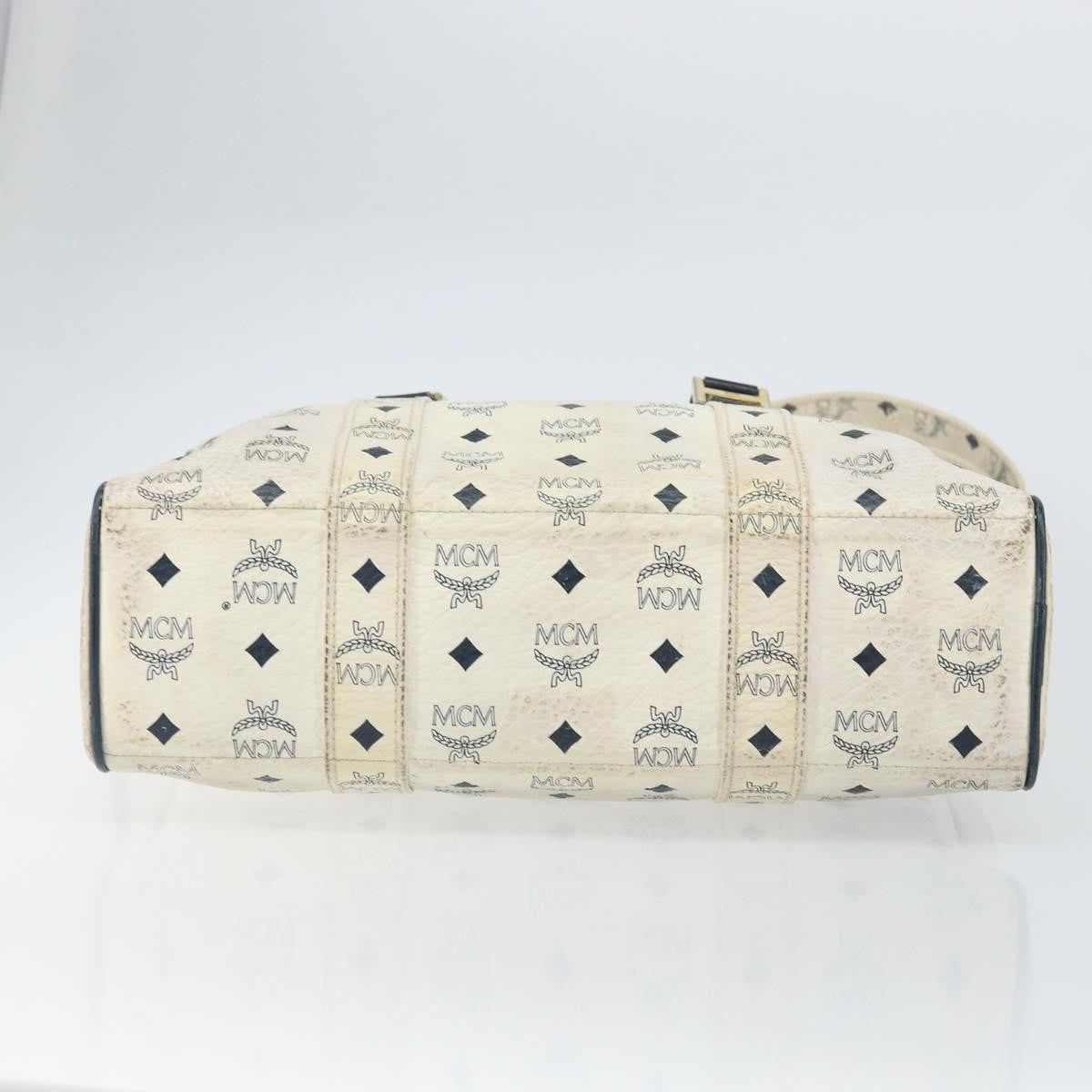 MCM Vintage Visetos Leather White Leather Tote Bag Bag (Pre-Owned)