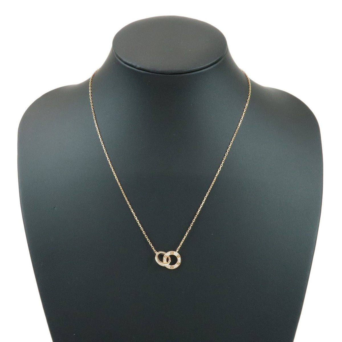 Cartier Love Interlocking Pave 18K Rose Gold And Diamonds Pink Rose_Gold Necklace Jewelry (Pre-Owned)