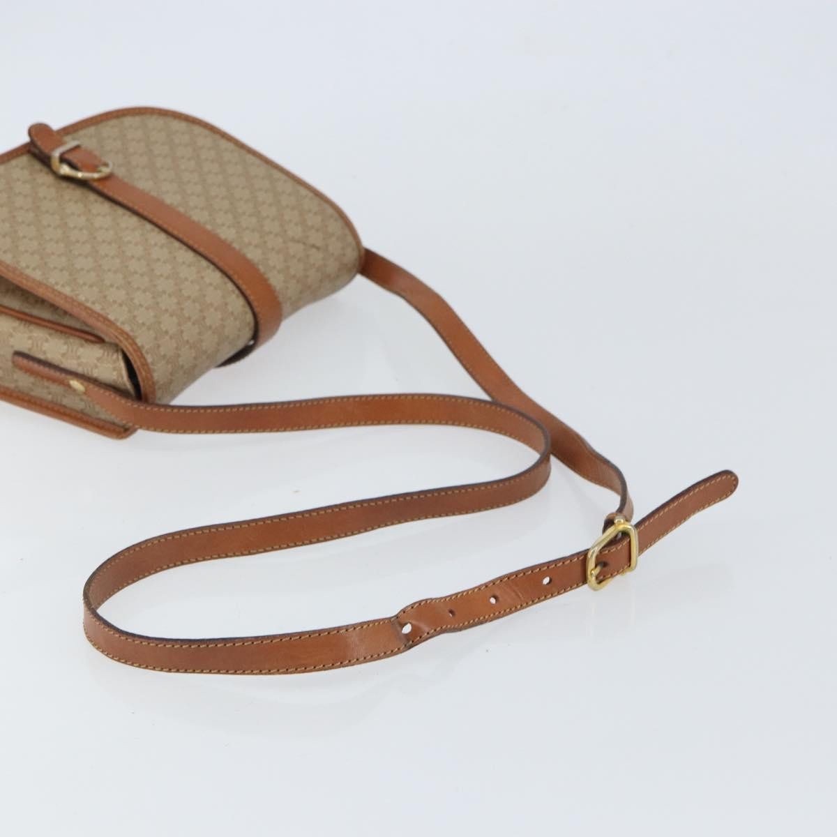 Celine Vintage Macadam Canvas And Leather Beige Canvas Shoulder Bag Bag (Pre-Owned)