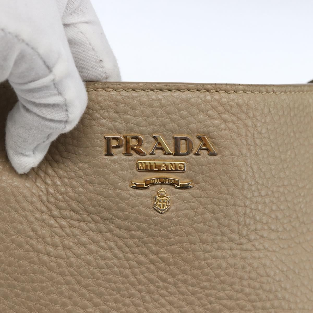 Prada Side Pocket Convertible Vitello Daino Beige Leather Tote Bag Bag (Pre-Owned)