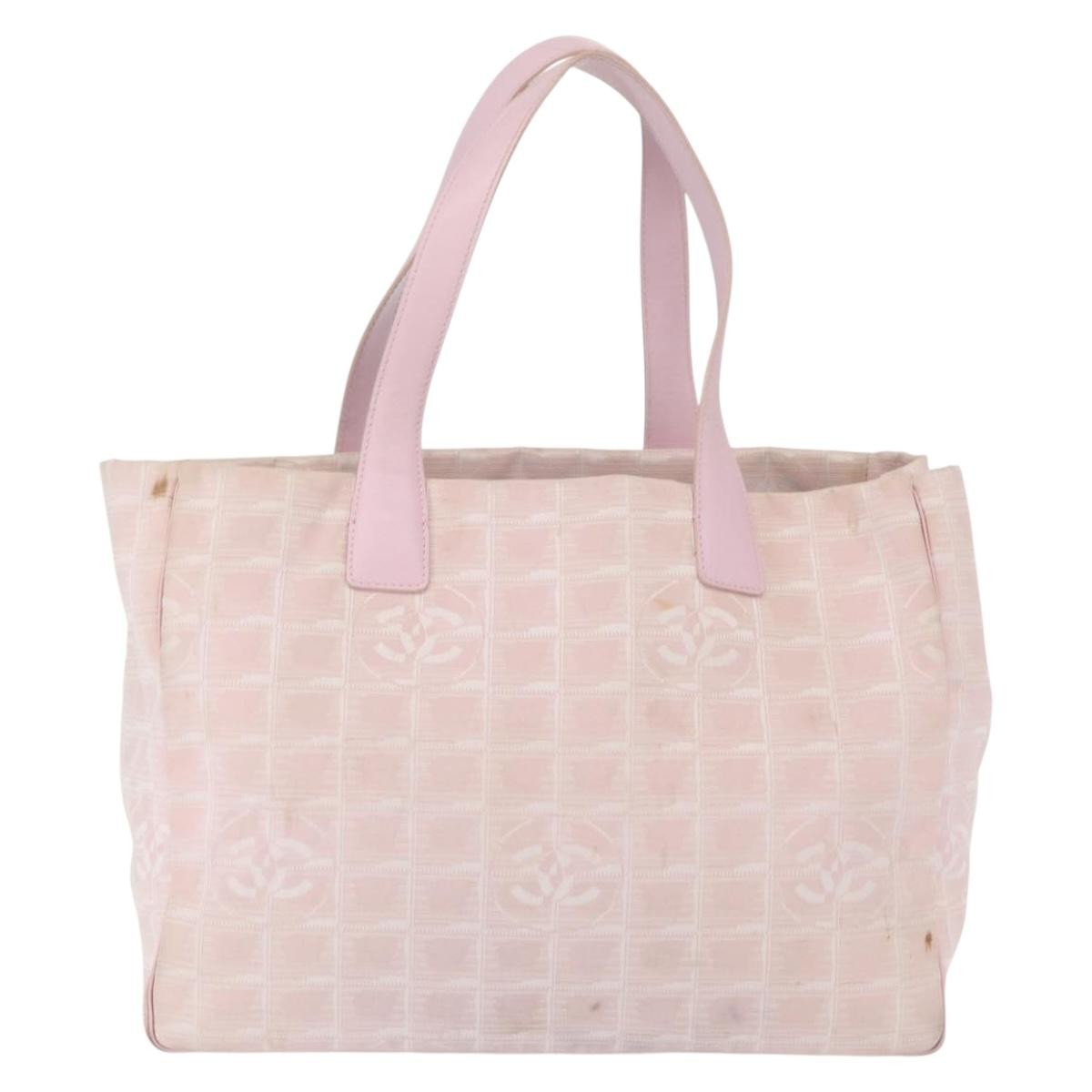 Chanel Travel Line Tote Nylon Pink Nylon Tote Bag Bag (Pre-Owned)