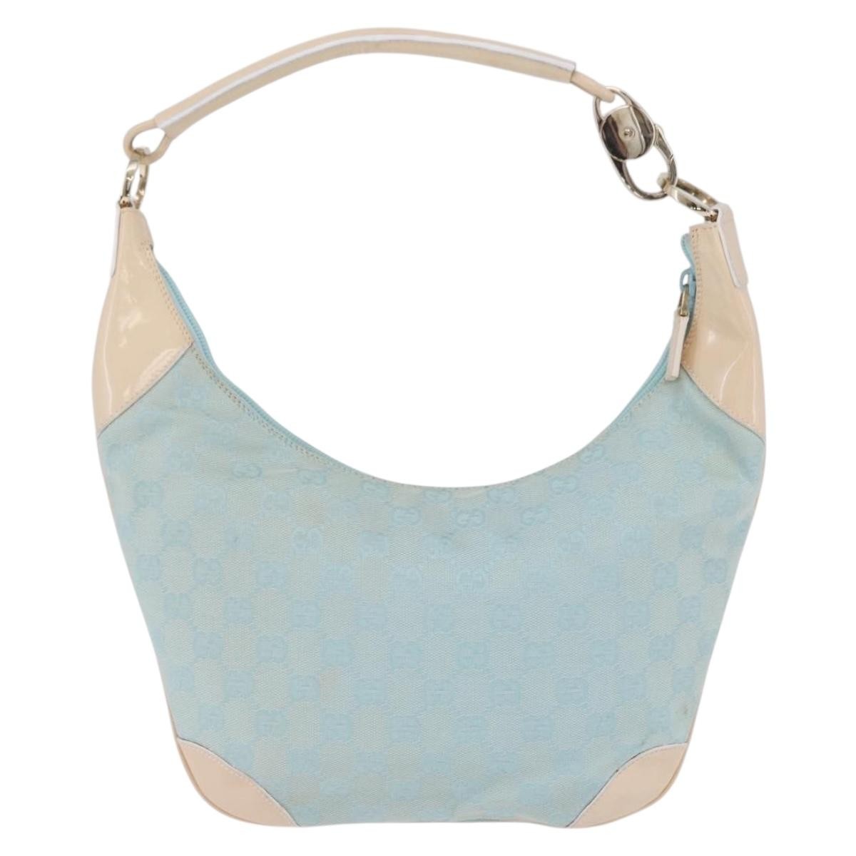 Gucci Vintage Zip Hobo Gg Canvas And Patent Blue Canvas Shoulder Bag Bag (Pre-Owned)