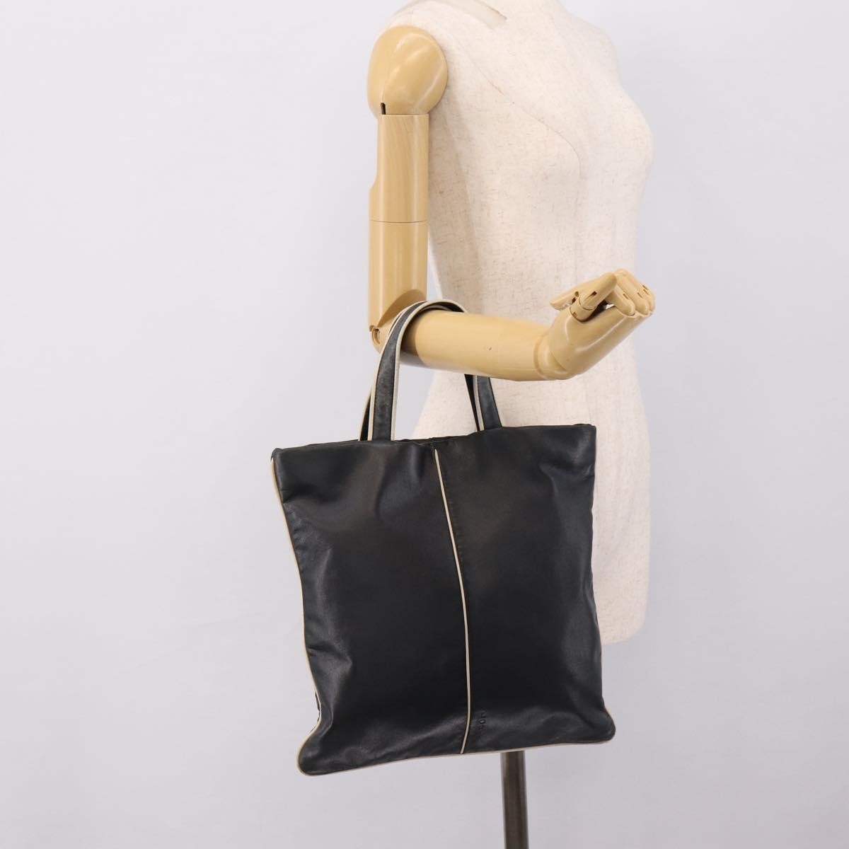 Loewe Tote Leather Black Leather Tote Bag Bag (Pre-Owned)