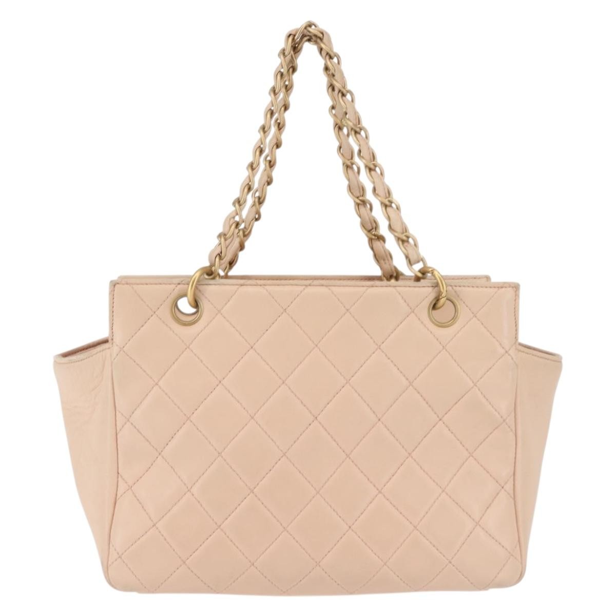 Chanel Petite Timeless Tote Quilted Calfskin Beige Leather Bag (Pre-Owned)