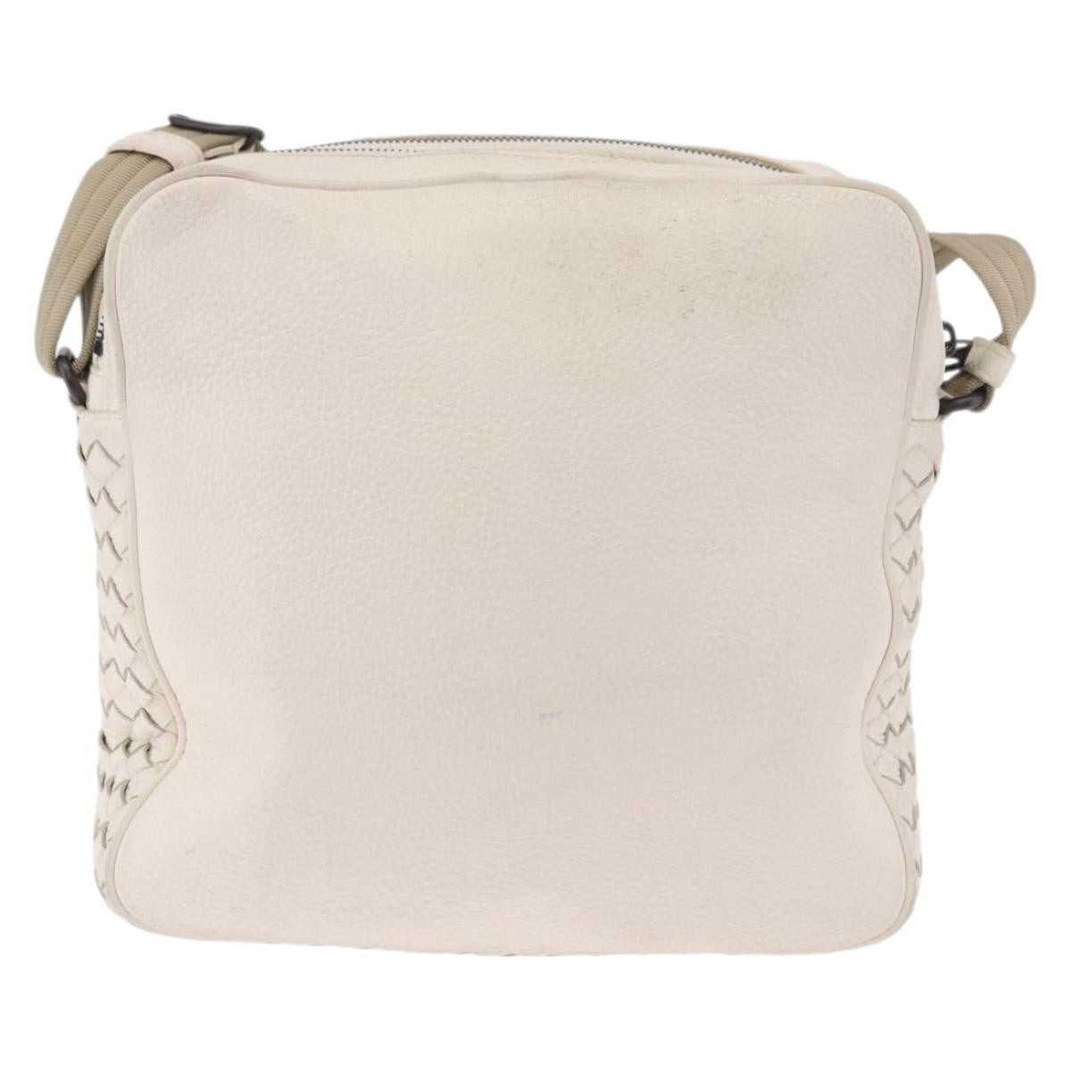 Bottega Veneta Intrecciato Shoulder Leather White Leather Shoulder Bag Bag (Pre-Owned)